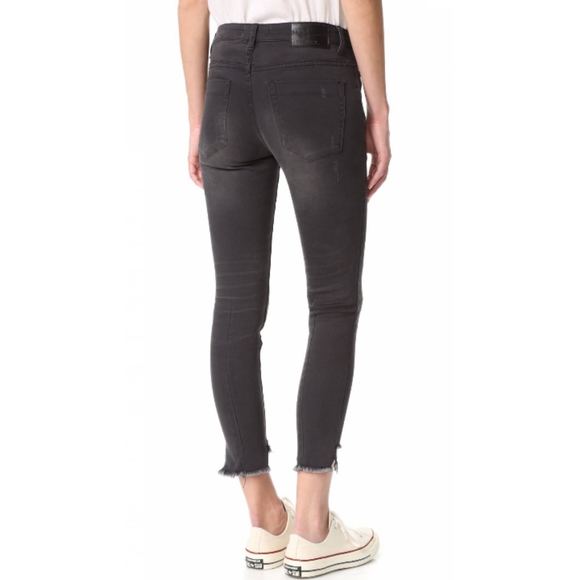 One Teaspoon Freebird II Distressed Step Hem Black Dark Fantasy Jeans Size 30 - Picture 5 of 15